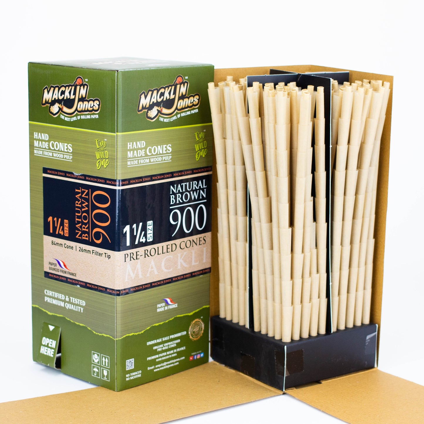 Macklin Jones - Natural Brown 1 1/4 Pre-Rolled cones Tower 900_2