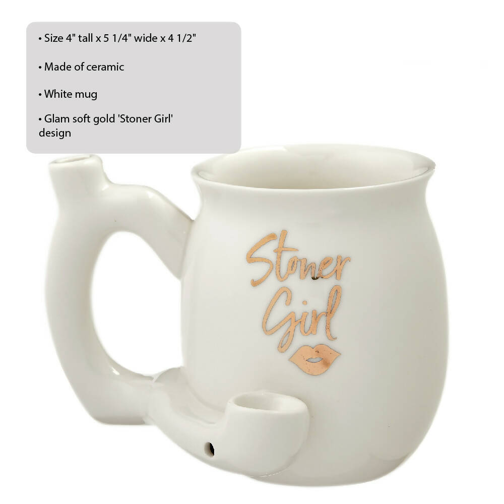 ROAST AND TOAST STONER GIRL PIPE MUG - WHITE WITH GOLD PRINT_1