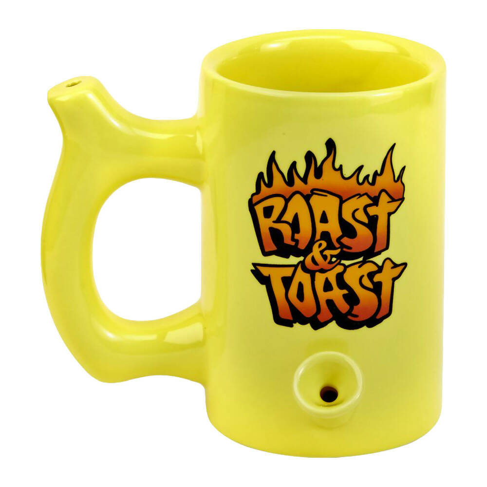 YELLOW ROAST & TOAST PIPE MUG WITH FLAME DESIGN_0